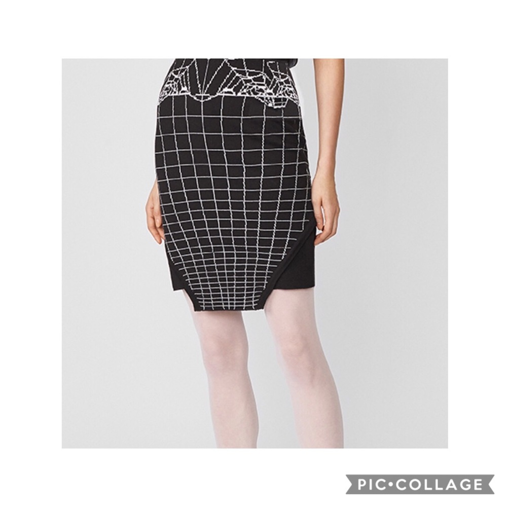 NWT Unique black & white body hugging Grid Knit Skirt